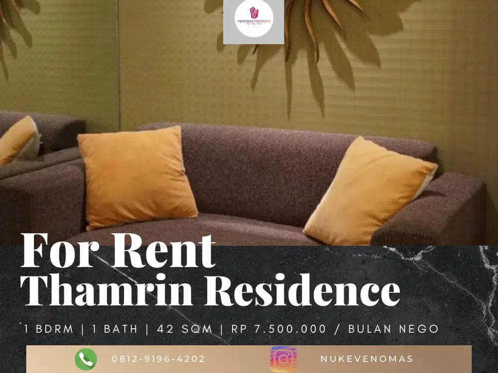 Disewakan Apartement Thamrin Residence 1BR Tower C High Floor