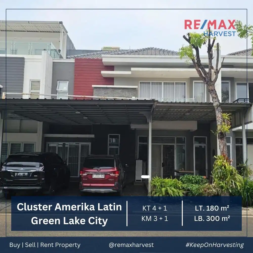RUMAH CANTIK LEBAR 10 METER Di Cluster Amerika Latin - Green Lake City