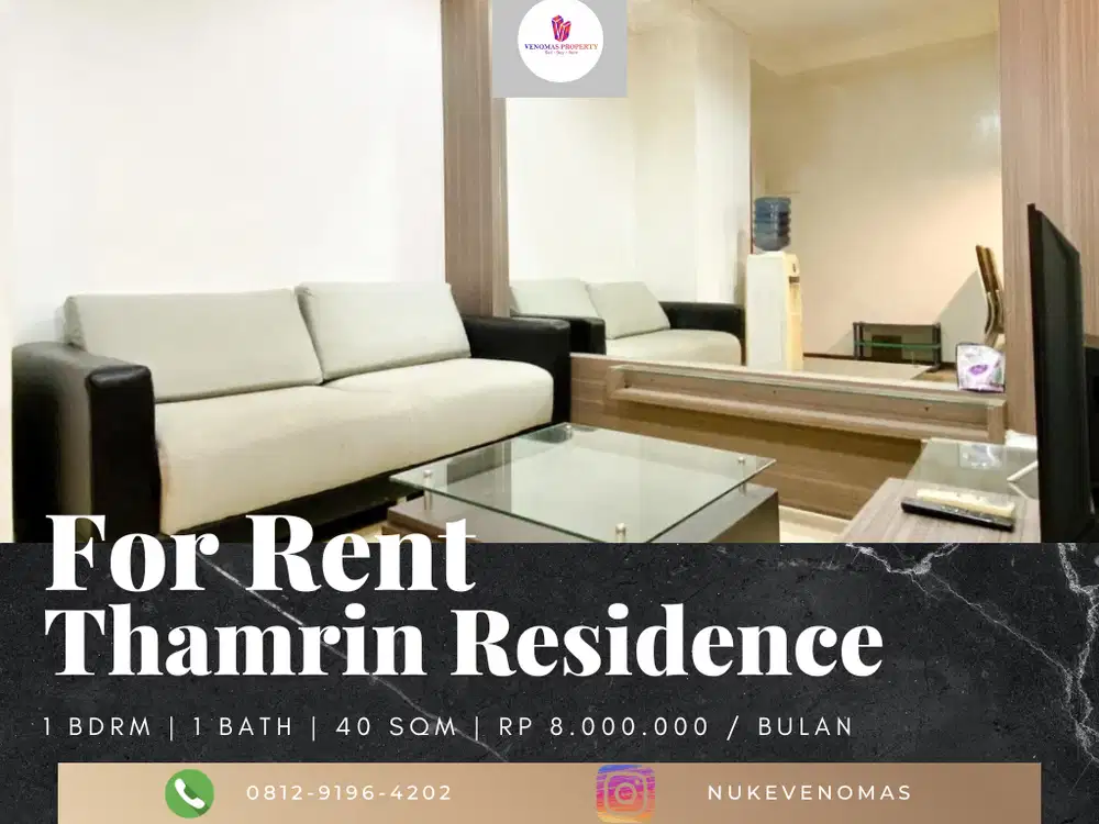 Disewakan Apartement Thamrin Residence 1BR Full Furnished Low Floor