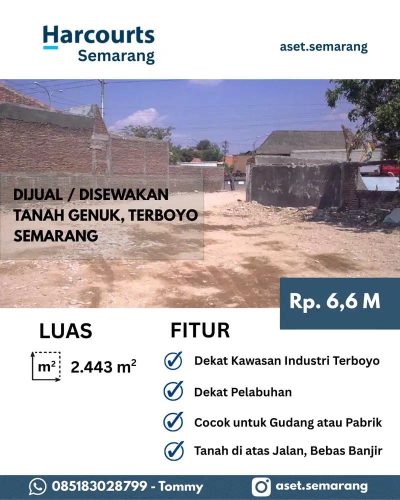 Tanah Tempat Strategis 2443 m2 Genuk, Semarang