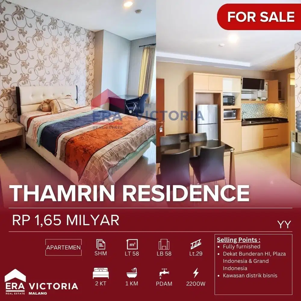 Apartemen Jual Kawasan Distrik Bisnis Dekat Plaza Indonesia dan Grand