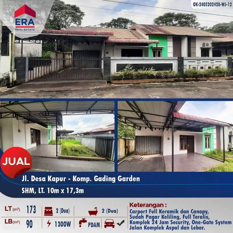 Dijual 1 unit rumah siap pakai - Desa Kapur komp. Gading Garden