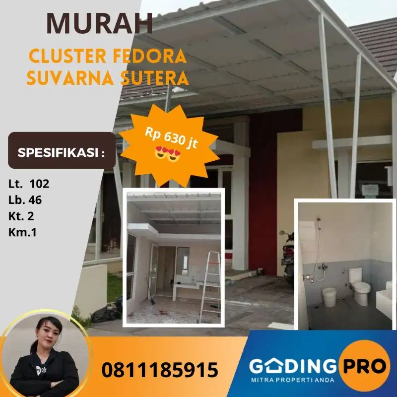 TERMURAH FEDORA 102 ADA CANOPY DEPAN BELAKANG SUVARNA CIKUPA TANGERANG