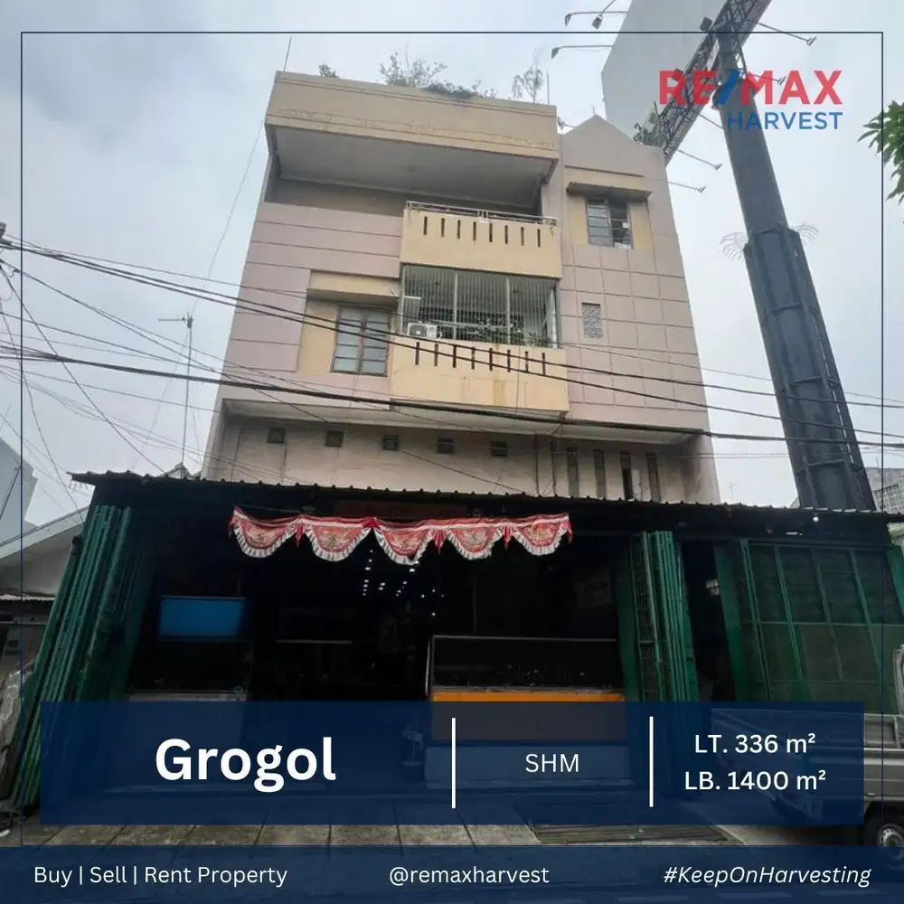 RUKO BESAR 4 LANTAI DI PINGGIR JALAN GROGOL - SHM