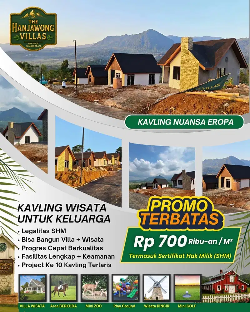 Tanah Kavling VILLA Nuansa Eropa SHM Jalur Wisata Puncak 2 Bogor 90 Menit di Tol Nagrak Cileungsi Kota Wisata Cibubur SHM