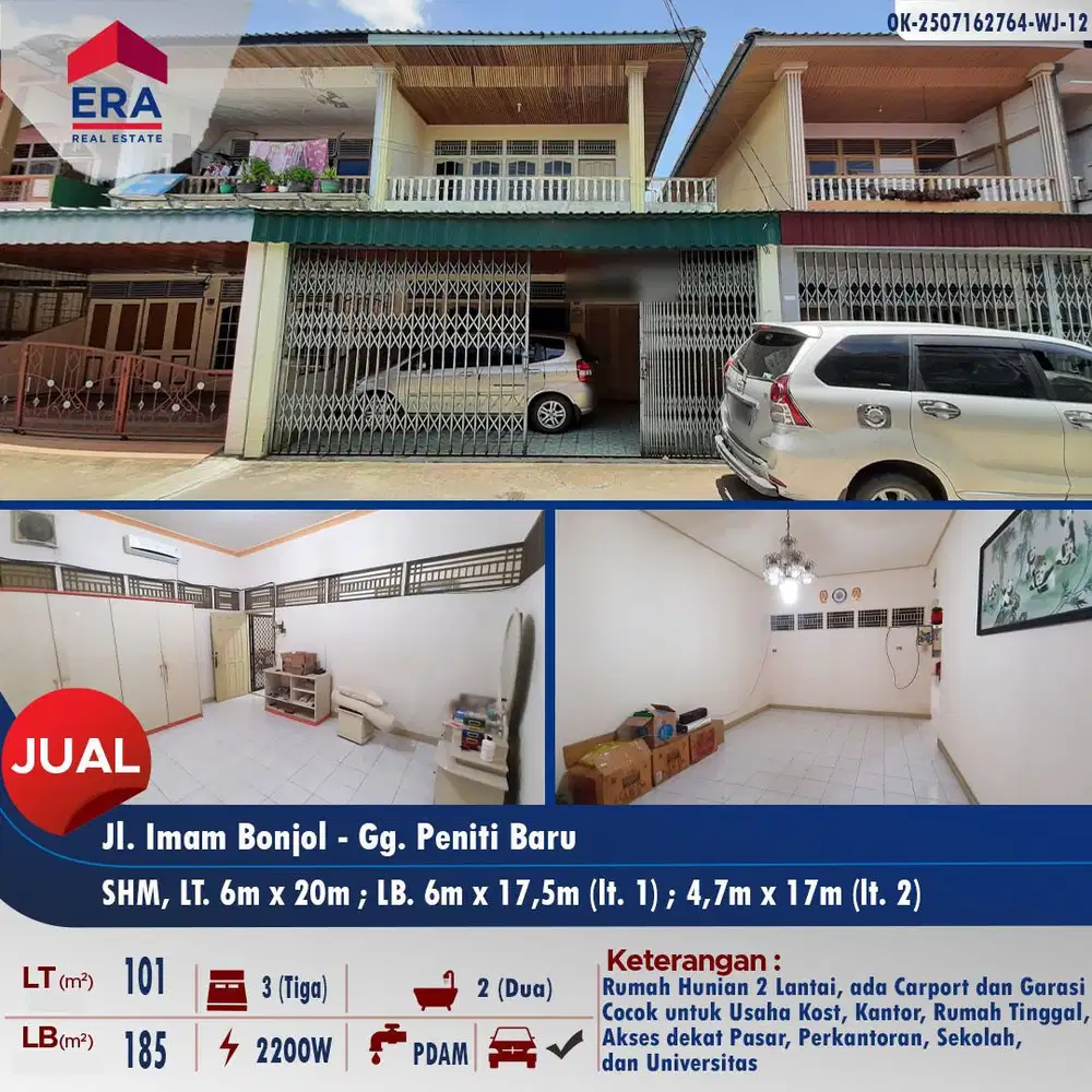 Dijual rumah Jl. Imam Bonjol Gg. Peniti Baru