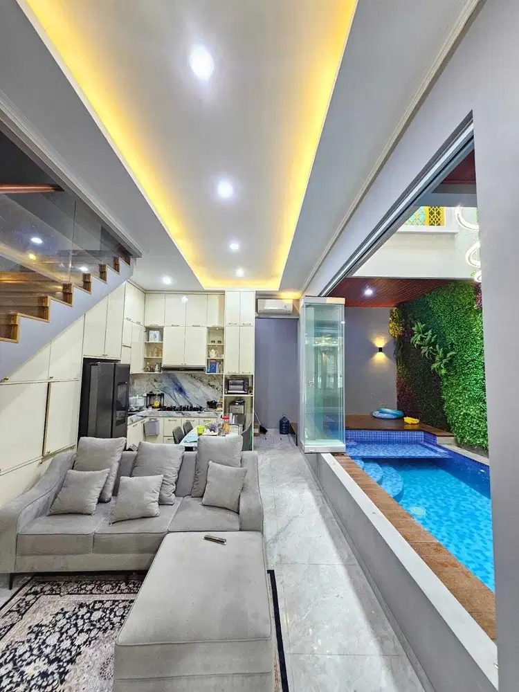 RUMAH FULL FURNISHED DAN PRIVATE POOL DI HARAPAN INDAH BEKASI