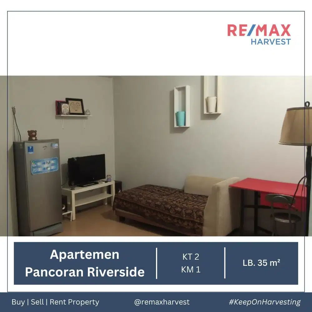 DIJUAL MURAH APARTEMEN PANCORAN RIERSIDE TOWER 2 2BR DIJADIIKAN 1BR