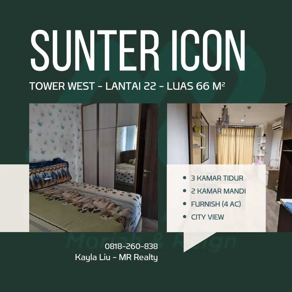 Apartemen Sunter Icon 3 BR Dekat JIS, Sunter Mall