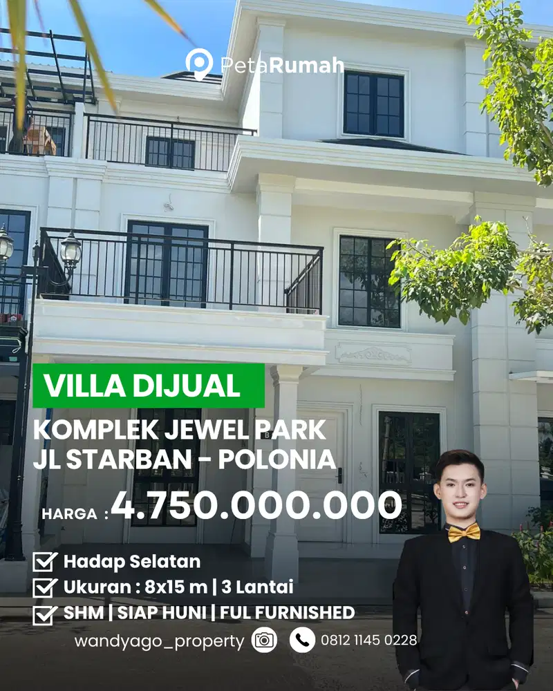 DIJUAL VILLA LUX DAN CANTIK DI JEWEL PARK STARBAN POLONIA