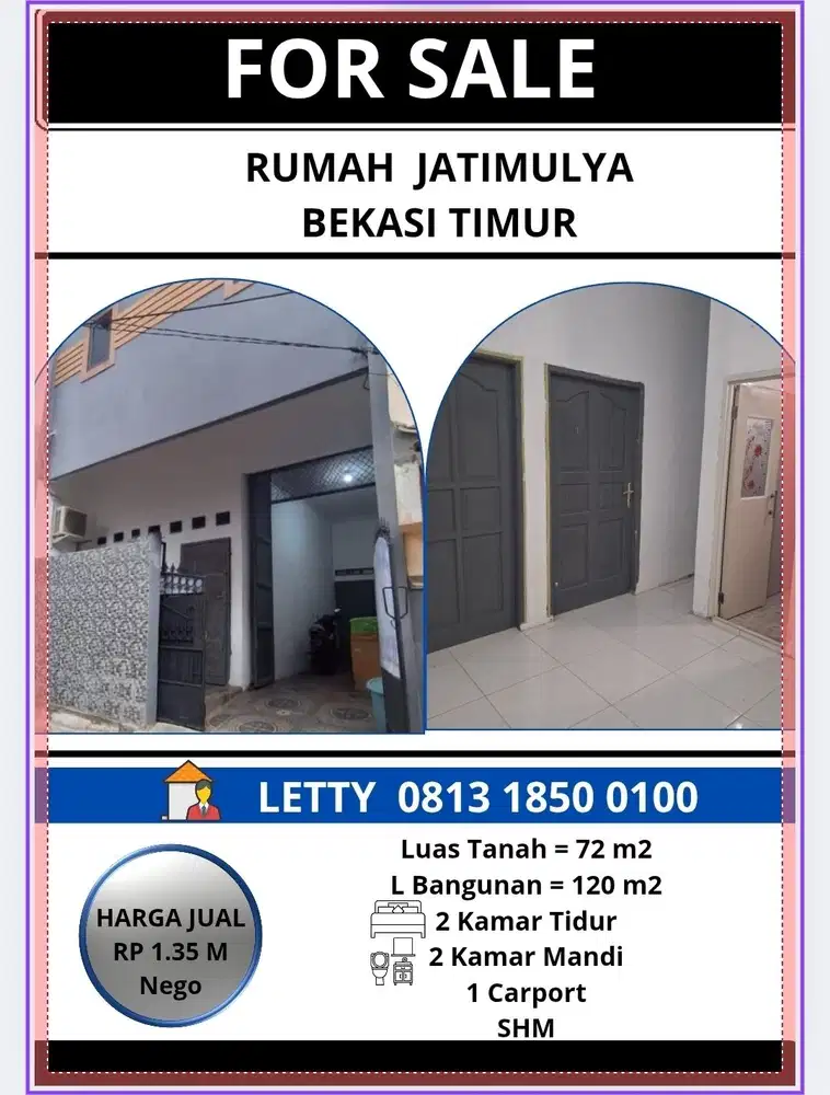 Rumah Siap Huni Jatimulya Bekasi Timur Rp 1.35 M Nego