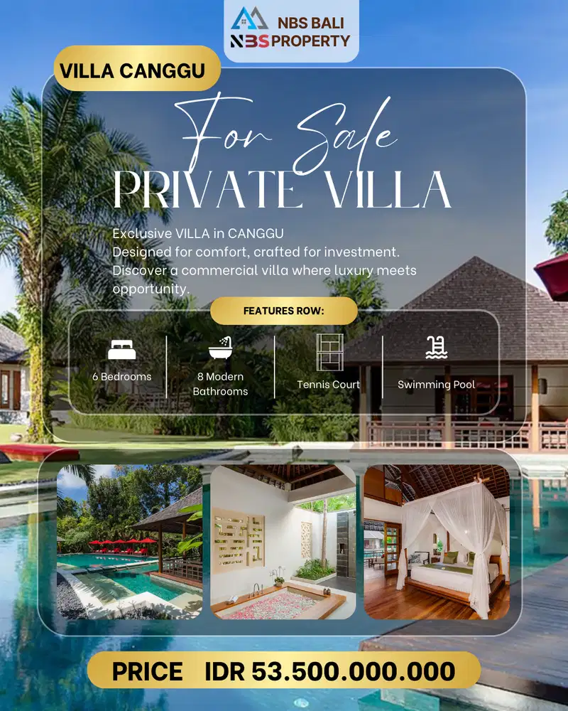 Dijual Luxury Villa Komersil Berlokasi di Canggu