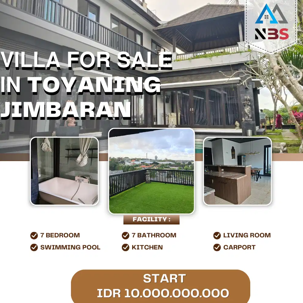 for sale Villa Lantai 3 Ocean View Lokasi Toyoning Jimbaran Ungasan