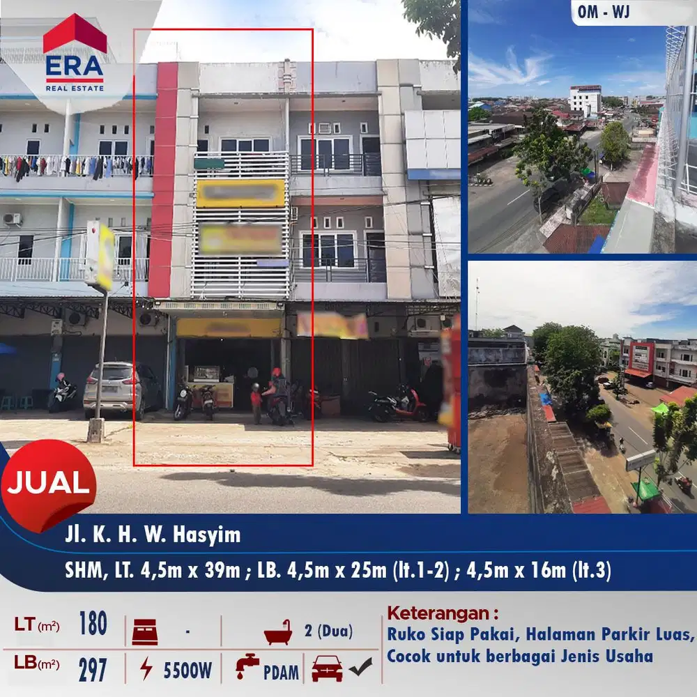 Dijual ruko siap pakai pinggit Jl. K.H.W.Hasyim - TURUN HARGA