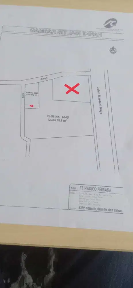 Dijual tanah utk usaha di Jl Mardani Johar Baru