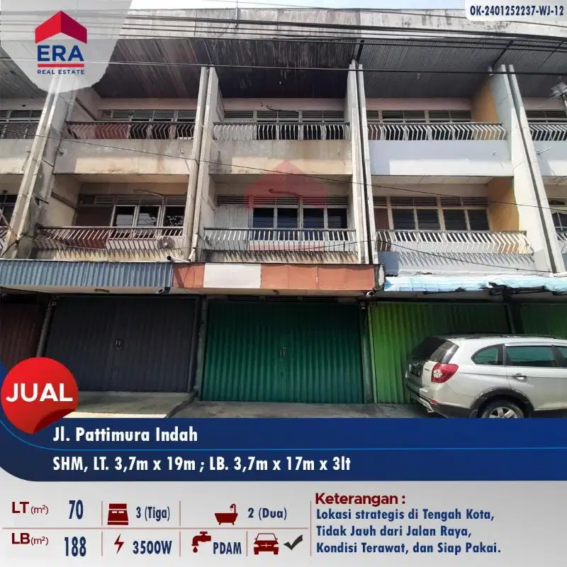Dijual cepat 1 unit ruko ditengah kota - Jl. Pattimura Indah