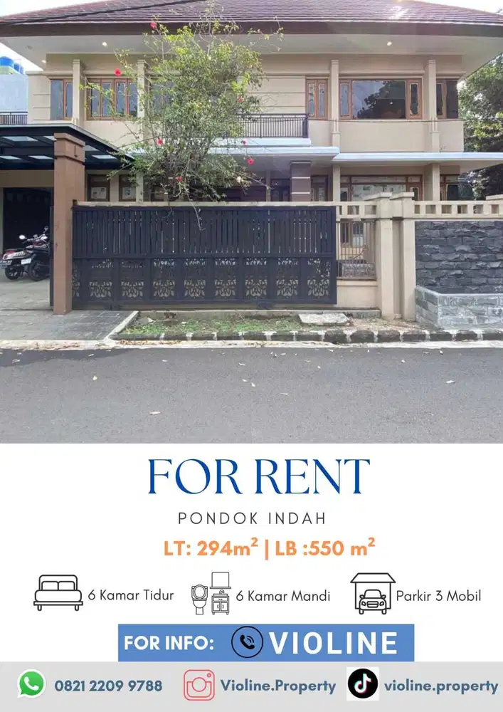 DISEWA RUMAH PONDOK INDAH JAKARTA SELATAN lokasi bagus