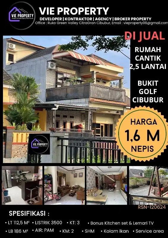 BANTING HARGA, MURAH RUMAH CANTIK SIAP HUNI DI BUKIT GOLF CIBUBUR
