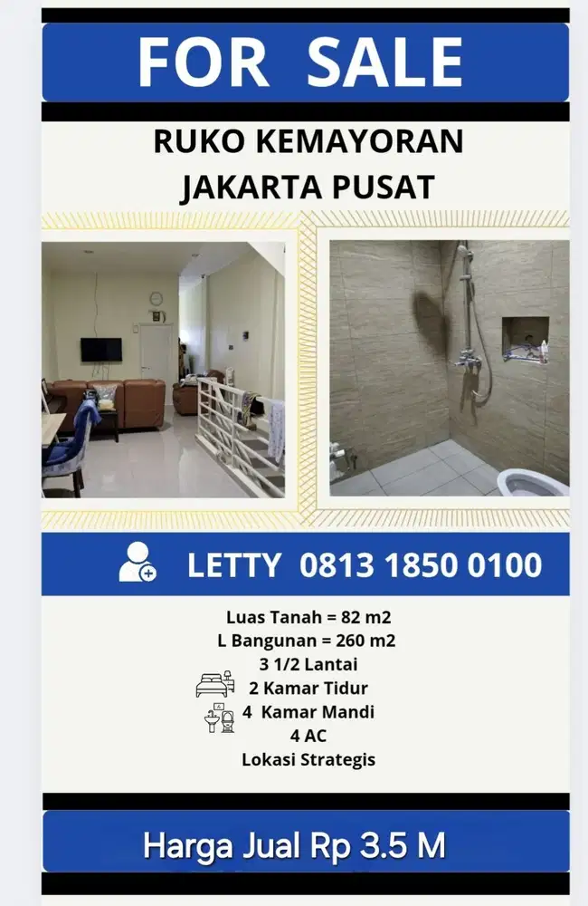 Ruko Kemayoran Jakarta Pusat Rp 3.5 M