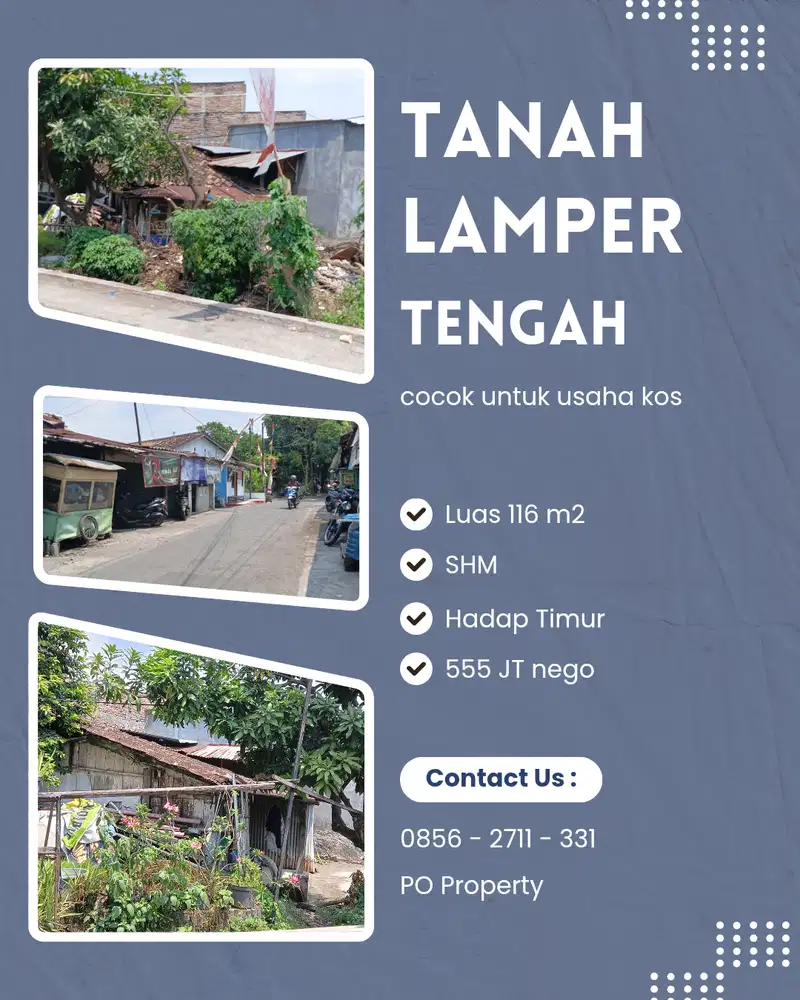 Tanah Siap Bangun Cocok untuk Usaha Kos Lamper Tengah