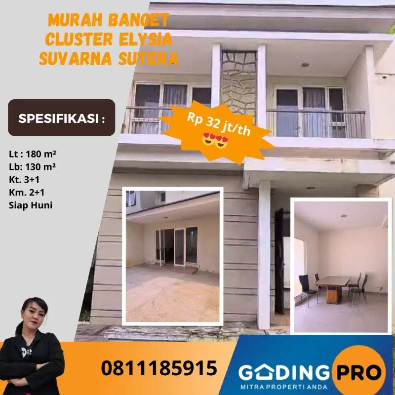 Disewakan CLuster Elysia Lt. 180 Suvarna Lavon Cikupa Tangerang