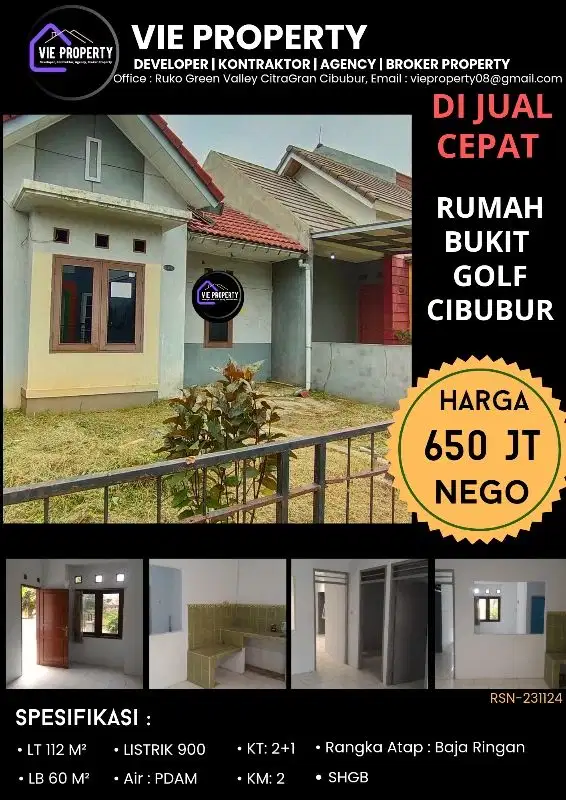 TURUN HARGA DIJUAL RUMAH CIBUBUR BUKIT GOLF MURAH