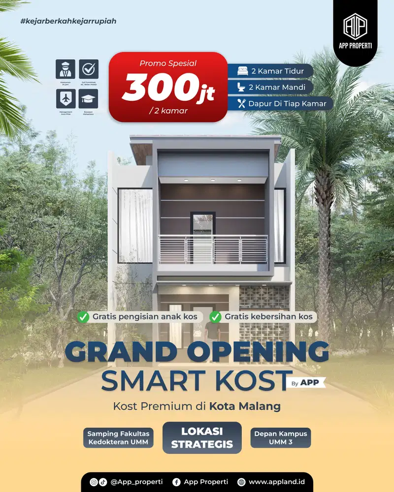 KAMAR KOS 300 JUTA KOTA MALANG DEKAT KAMPUS UB DAN UMM