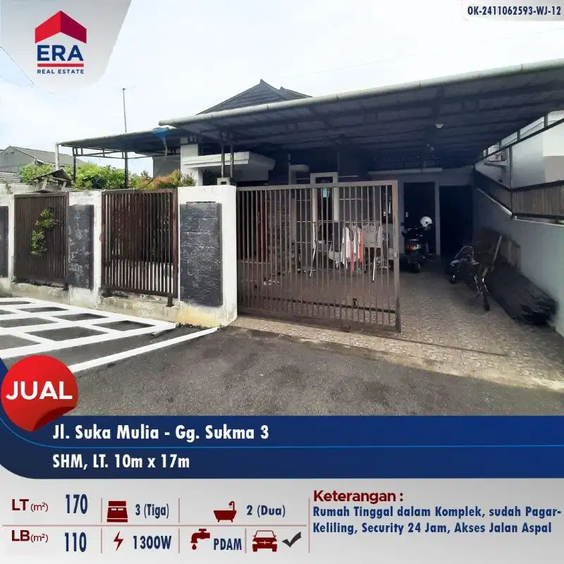 Dijual 1 unit rumah tinggal Jl. Danau Sentarum - Komp. Sukma 3