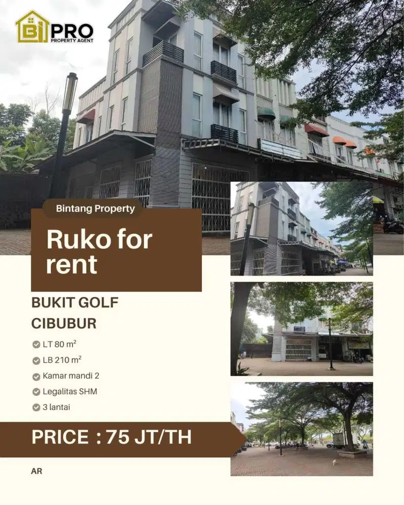 DISEWAKAN RUKO DI BUKIT GOLF CIBUBUR DEKAT TOL CIMANGGIS