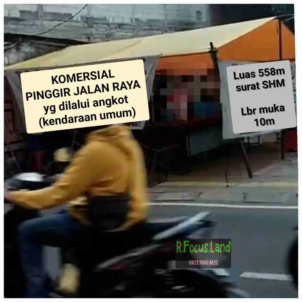 Tanah Jalan Raya Komersial Luas 558 di Pondok Aren