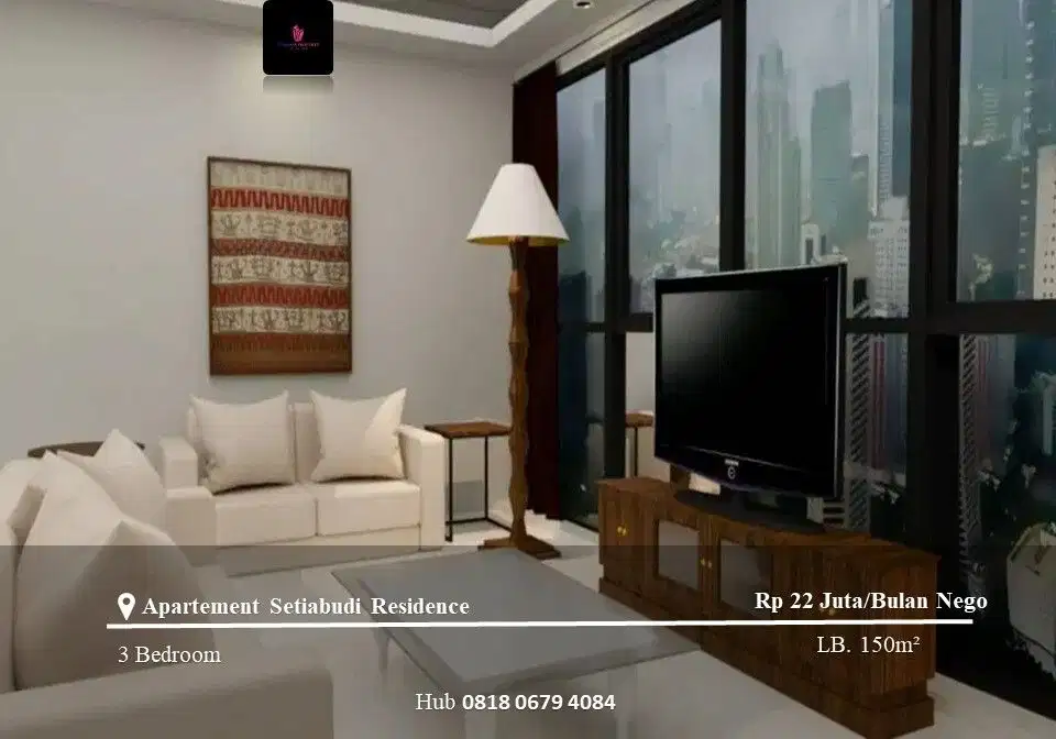 Disewakan Apartemen Setia Budi Residence Middle Floor 3BR+1 Furnished