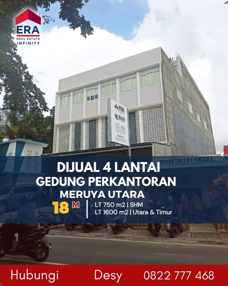 Dijual 4 Lantai Kantor & Gudang Produksi Meruya Utara