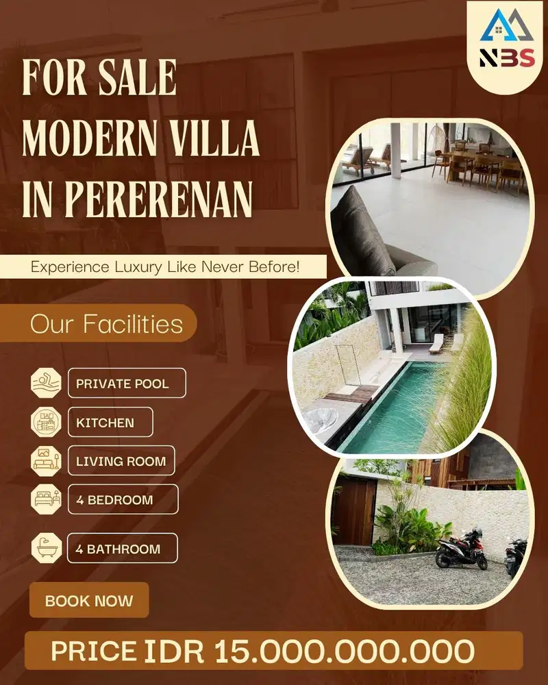 FOR SALE MODERN VILLA WITH SWIMMING POOL AT PERERENAN, BADUNG