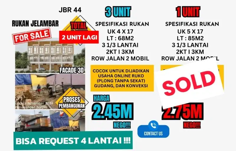 JUAL CEPAT BRAND NEW RUKAN JELAMBAR INDENT DI JAKARTA BARAT