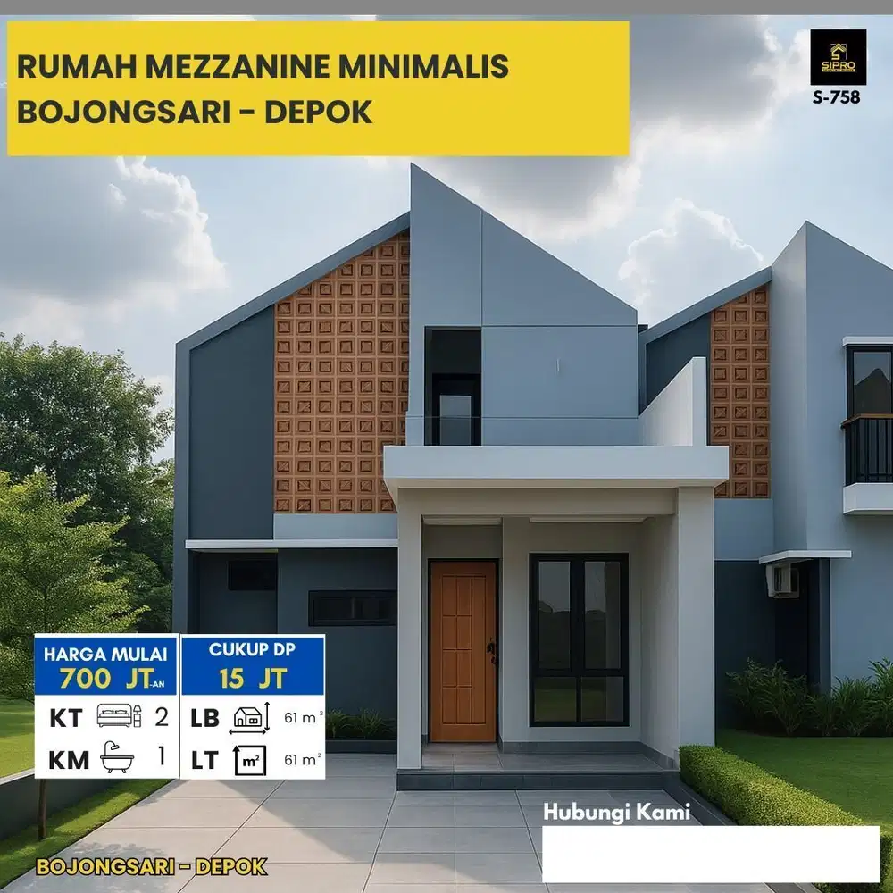 Rumah Mezanine siap huni di bojongsari depok Free biaya