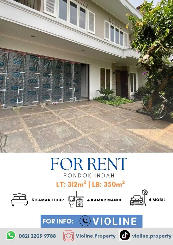 Disewakan rumah PONDOK INDAH rapi siap huni dekat Mall PIM