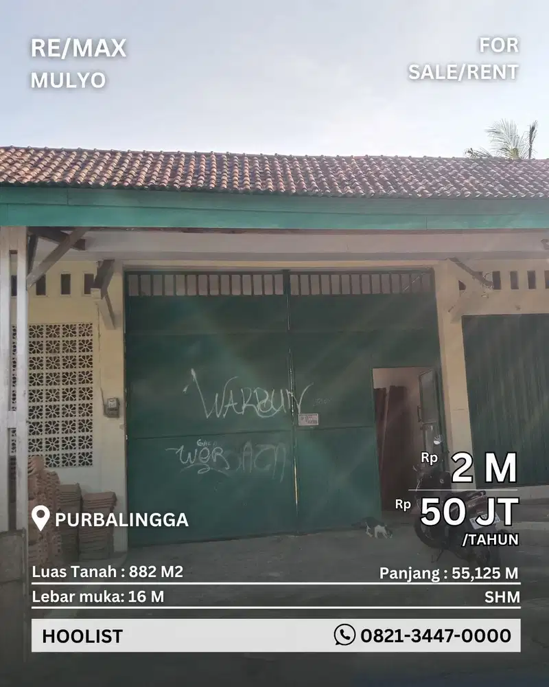 Dijual dan Disewakan Gudang Ruko Luas Area Purbalingga