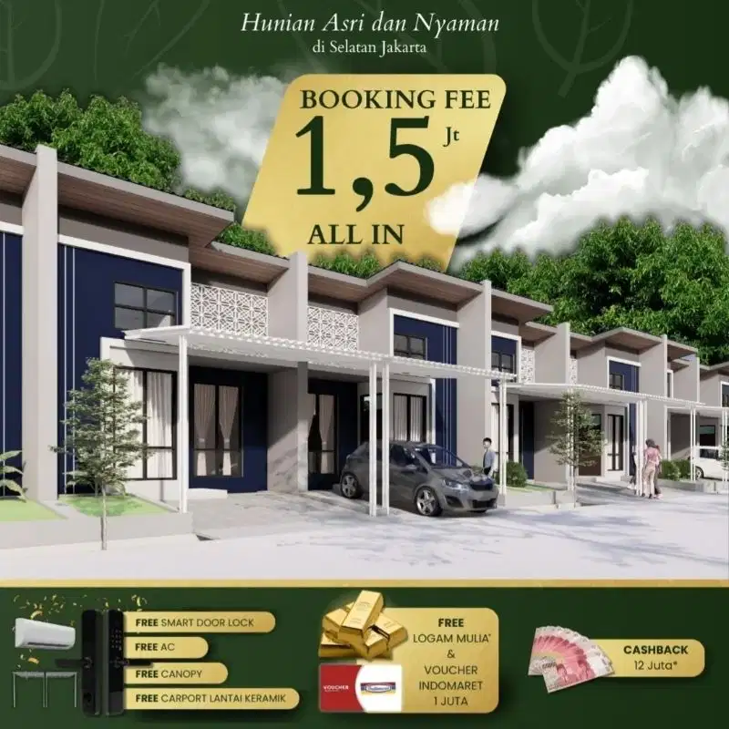 Hanya 1,5 Juta Punya Rumah Cantik Free seluruh Biaya2 dkt Sawangan