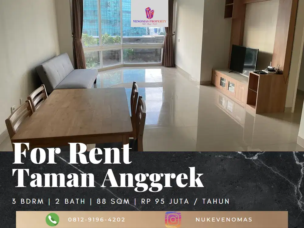 Disewakan Apartement Taman Anggrek 2 Bedrooms+1 Lantai Rendah Tower 5