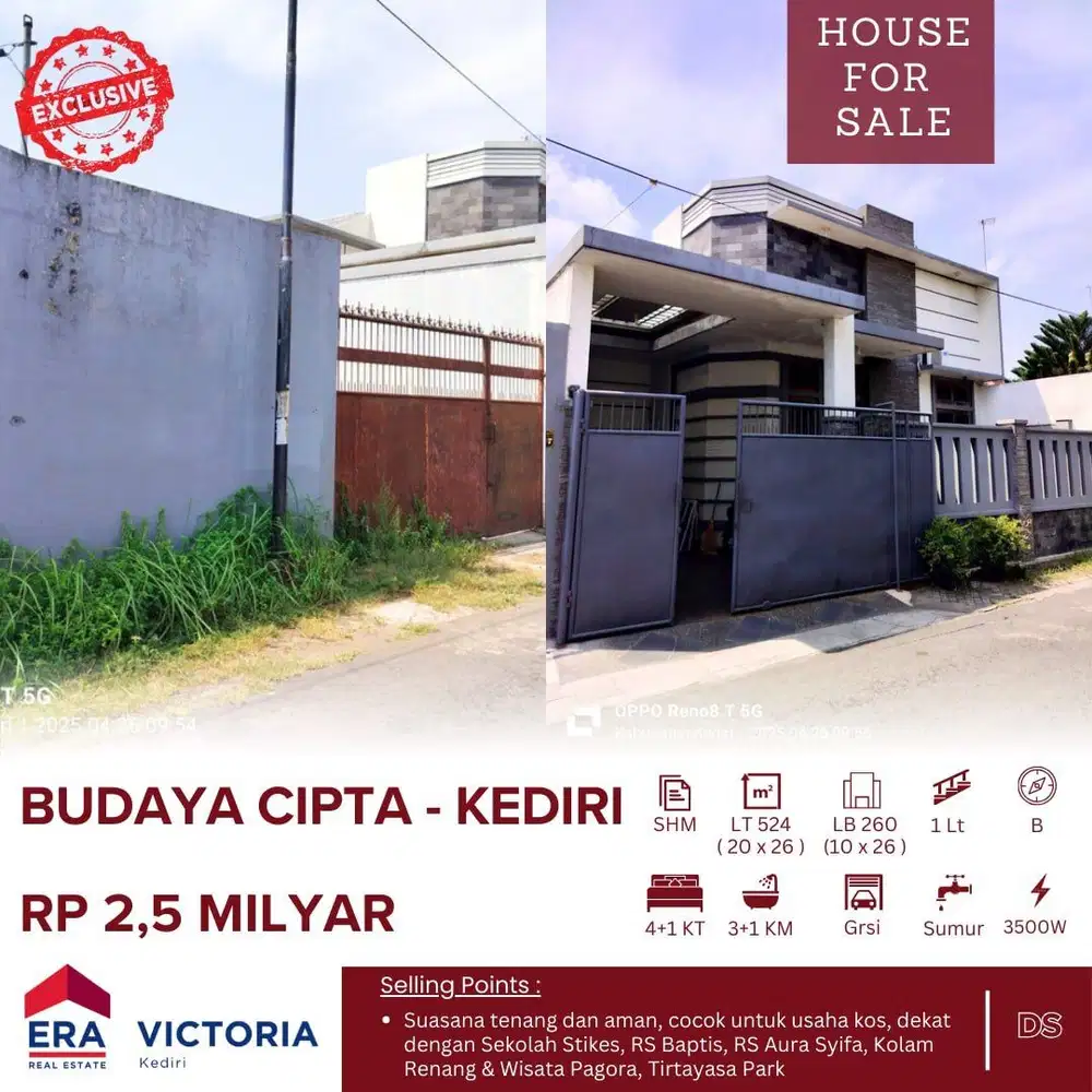 Rumah DIJUAL di Budaya Cipta Kediri Suasana Tenang dan Aman