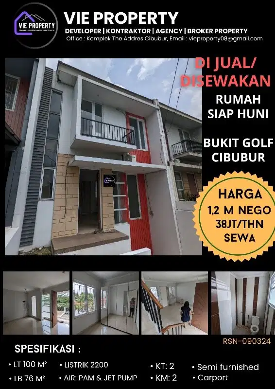 DIJUAL CEPAT RUMAH RAPI SIAP HUNI di Bukit Golf Cibubur