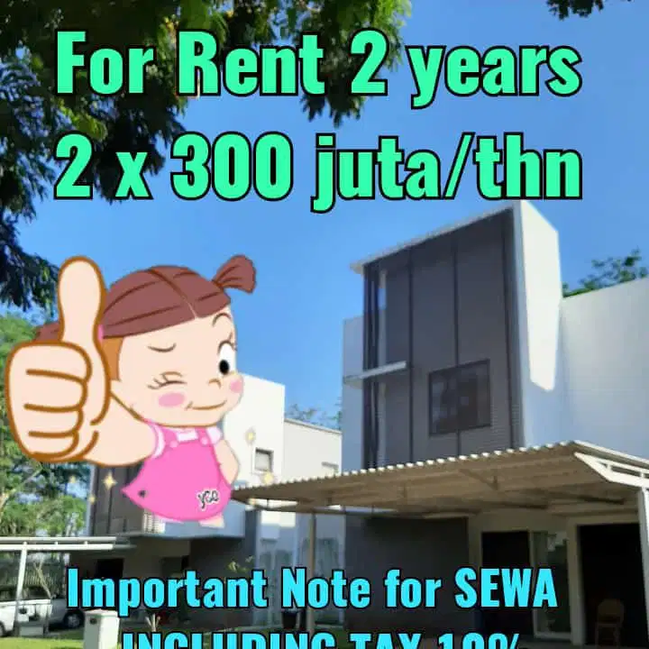 Disewa rumah Vermont BSD 300jt/tahun luas 300m2