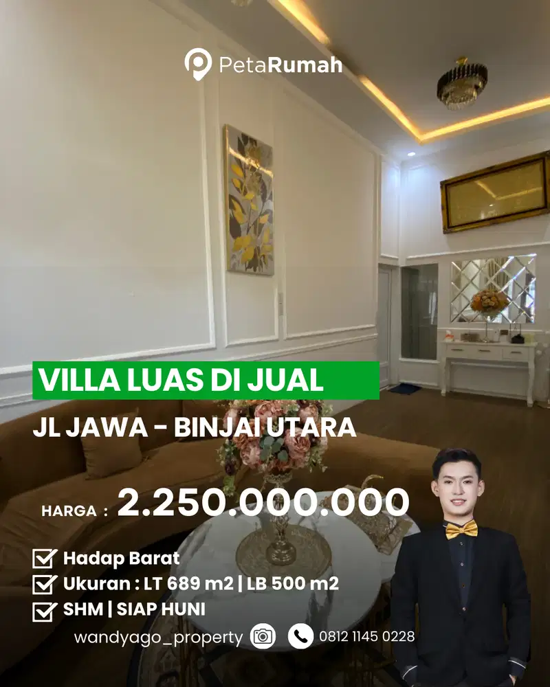 Di Jual Villa Luas dan Cantik Terawat di Jl Jawa Binjai Utara