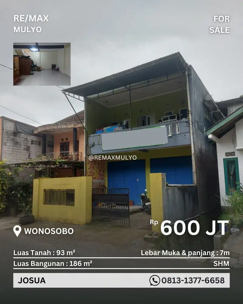 Dijual Ruko 2 Lantai Lokasi Strategis Area Wonosobo