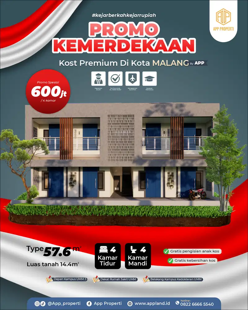 RUMAH KOS EKSKLUSIVE DIJUAL 600 JUTA DEPAN KAMPUS UMM MALANG