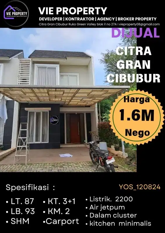 TURUN HARGA BU! RUMAH 2 tingkat Citra Gran  Cibubur