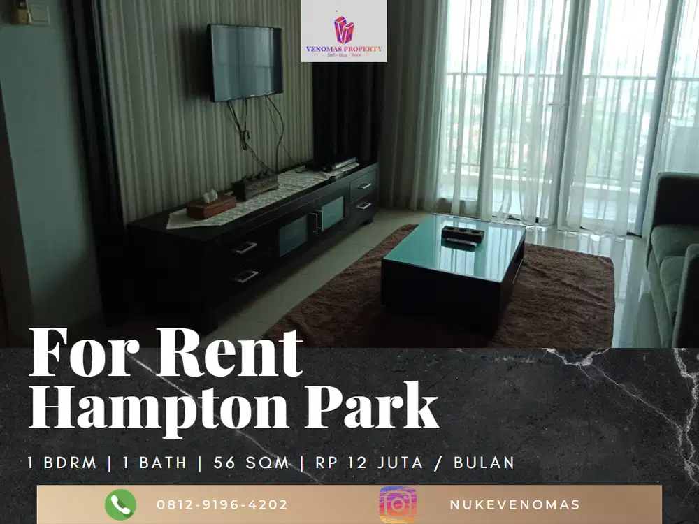 Disewakan Apartemen Hamptons Park 1 Bedroom Full Furnished