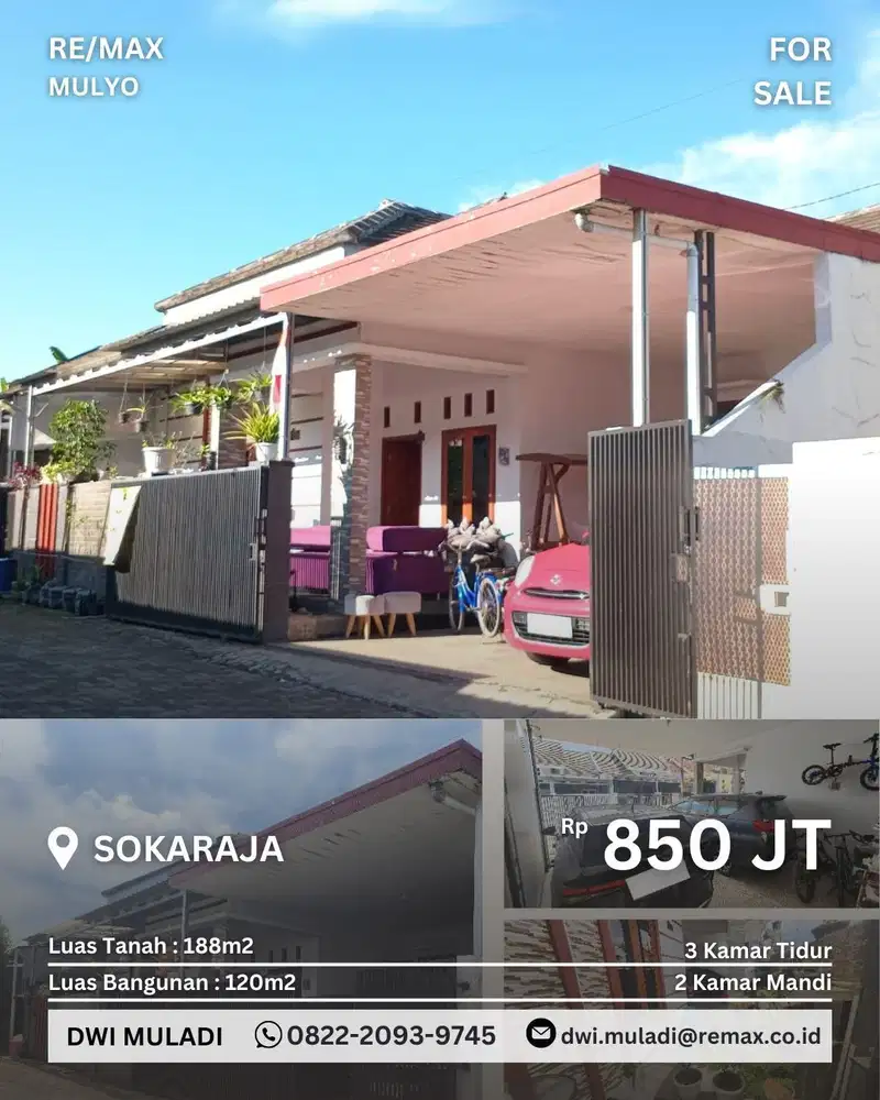 Dijual Rumah Luas Siap Huni Area Sokaraja