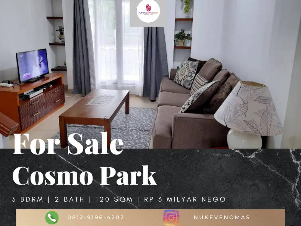 Dijual Apartement Cosmo Park 3 BR Full Furnished Bagus