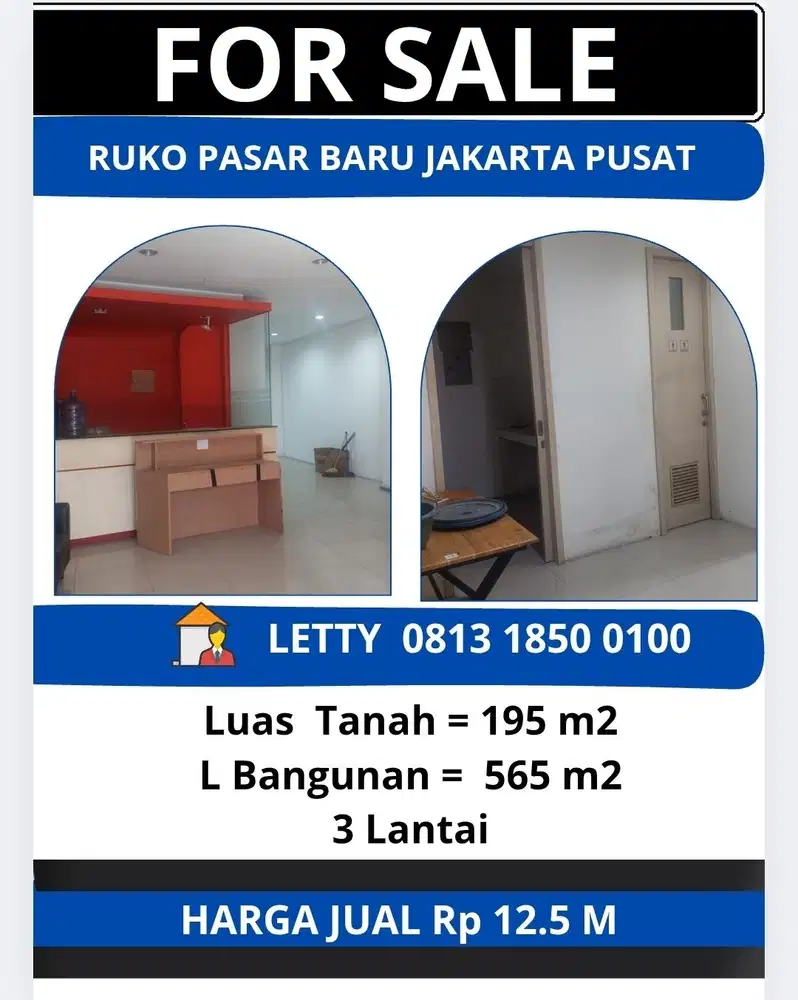 Ruko Pasar Baru Jakarta Pusat Rp 12.5 M